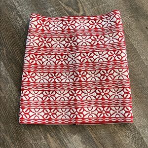 Red and White Patterned Women's Skirt